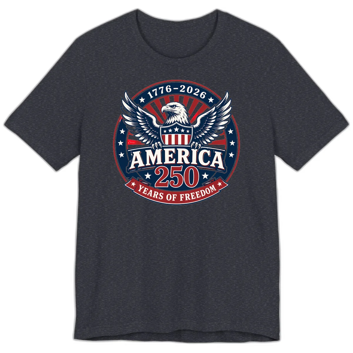 America 250 Years Of Freedom Celebration Premium T-Shirt in Heather Navy